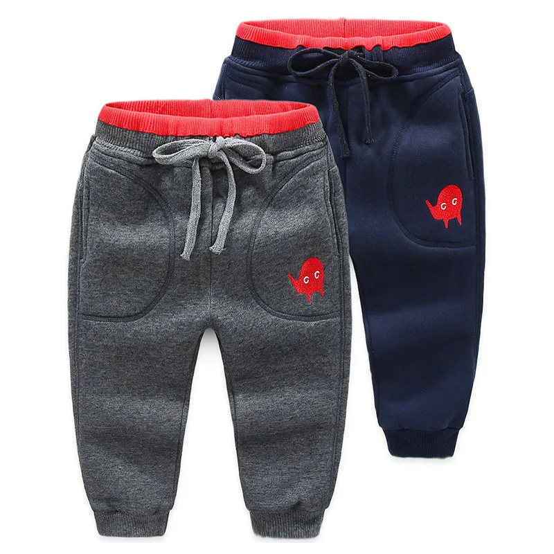 Детские хлопковые зимние штаны для девочек и мальчиков утепленные бархатные