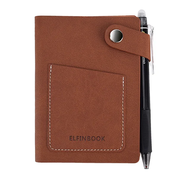 Brown Elfinbook мини умный многоразовый стираемый ноутбук искусственная кожа бумажный блокнот дневник офисный школьный путешественник рисование подарок - Цвет: Brown