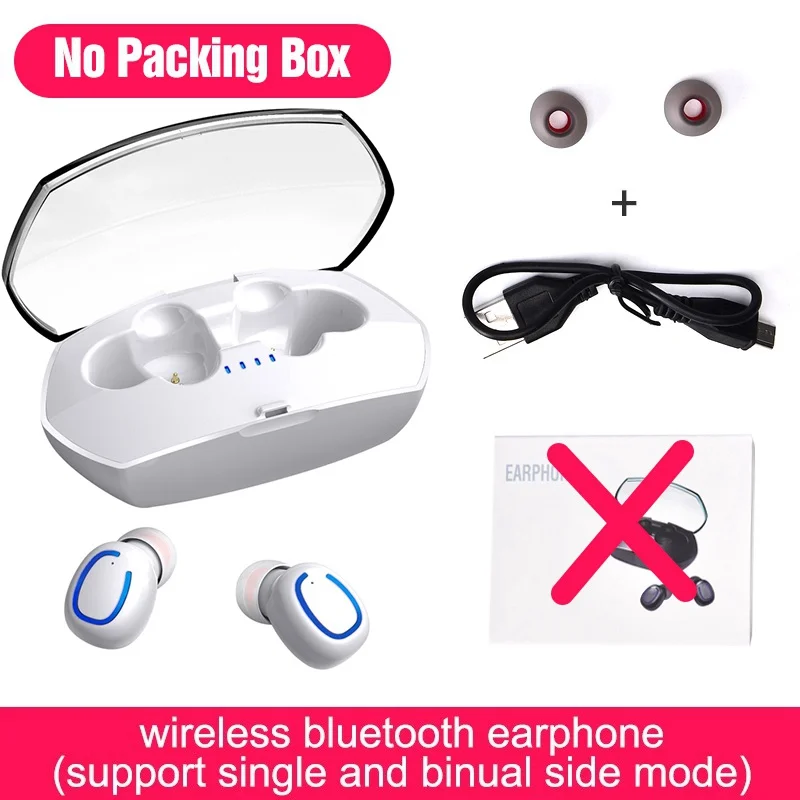 White without Box Bluetooth наушники Bleuthoot 5,0, беспроводные наушники, Tws, спортивные наушники, свободные руки, наушники, наушники, гарнитура с микрофоном - Цвет: White without Box