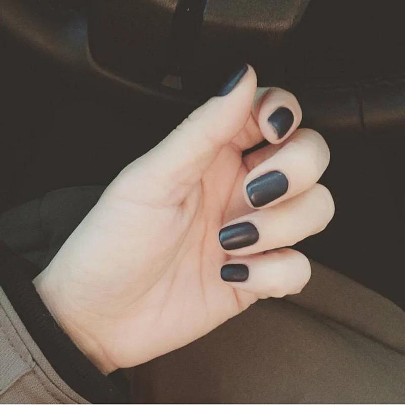 24 шт. матовые накладные ногти черного цвета с полным покрытием Короткие круглые