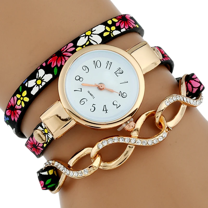 Женские наручные часы с тонким кожаным браслетом цвета розового золота