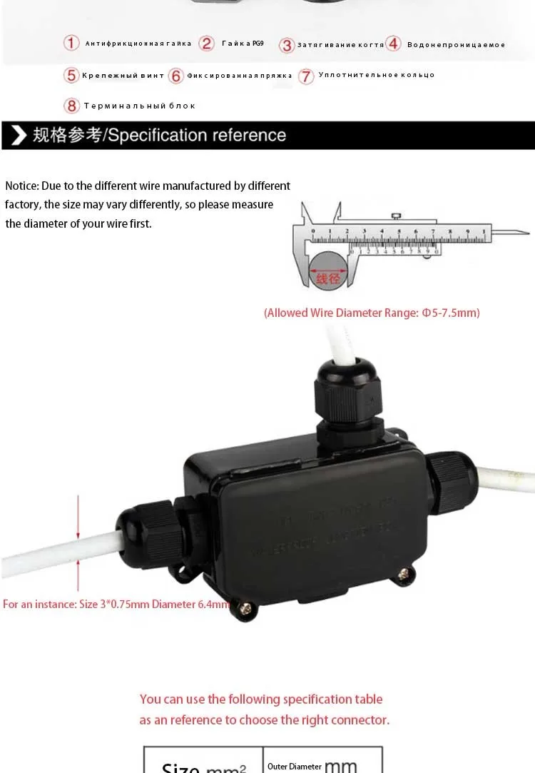 3pin провод Водонепроницаемый разъема быстро подключены три запечатаны IP65 Retardant распределительная Коробки