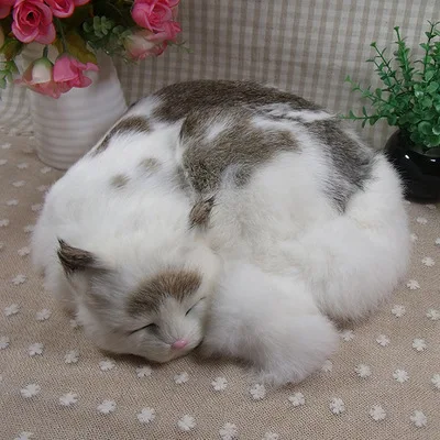 Большие размеры Реалистичные Модели кошек белые спящие кошки плюшевые игрушки детские животные куклы домашние реалистичные Животные украшения детский подарок