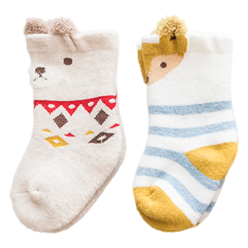 4 пары в упаковке новые утепленные махровые носки детские с мультяшным рисунком