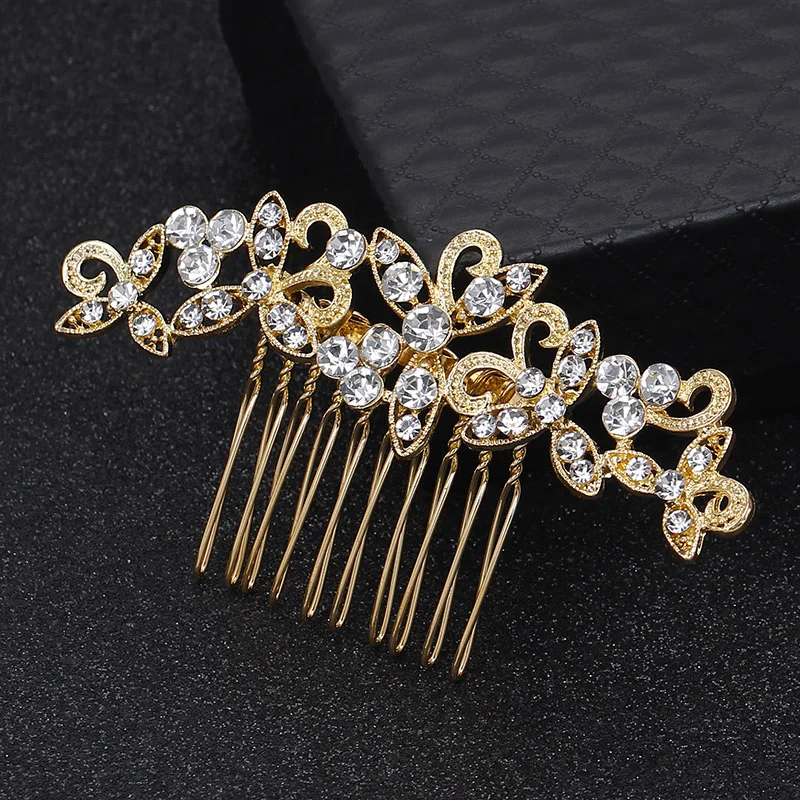 TREAZY Fahion Gold Color Bridal Hair Accessories Simulated Pearl Crystal Floral Combs for Women Tiaras Wedding Jewelry |