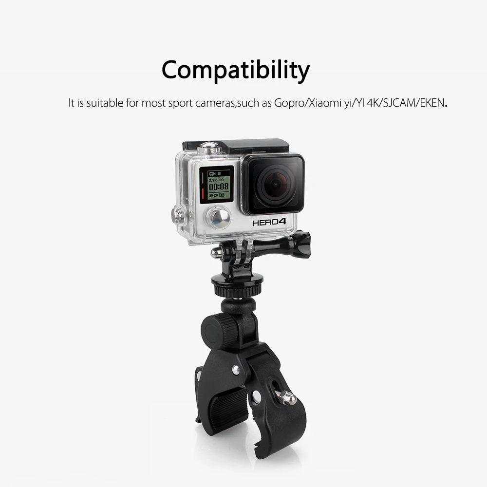 Vamson для GoPro Hero 7 6 5 4 Черные Аксессуары для велосипеда, велосипеда, мотоцикла, зажим для DJI OSMO Action для xiaomi yi-VP506
