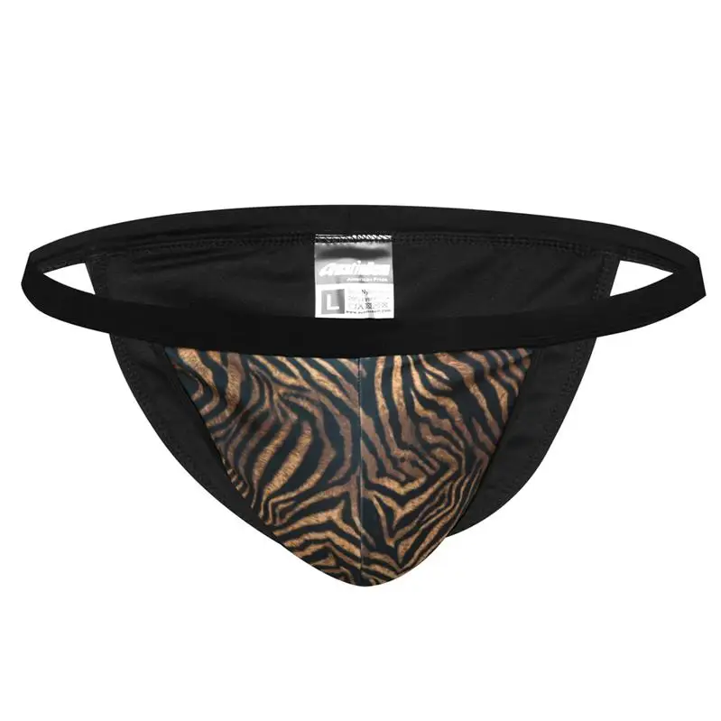 New Mens Sexy Mens Swimsuit New Style Solid Colors Bikini G String Thong Briefs Swimwear Bathing Beach Shorts - Цвет: Tiger