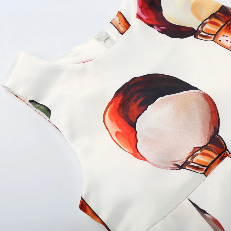 От 2 до 6 лет милый мороженое-Платья с принтами для девочек круглым вырезом без