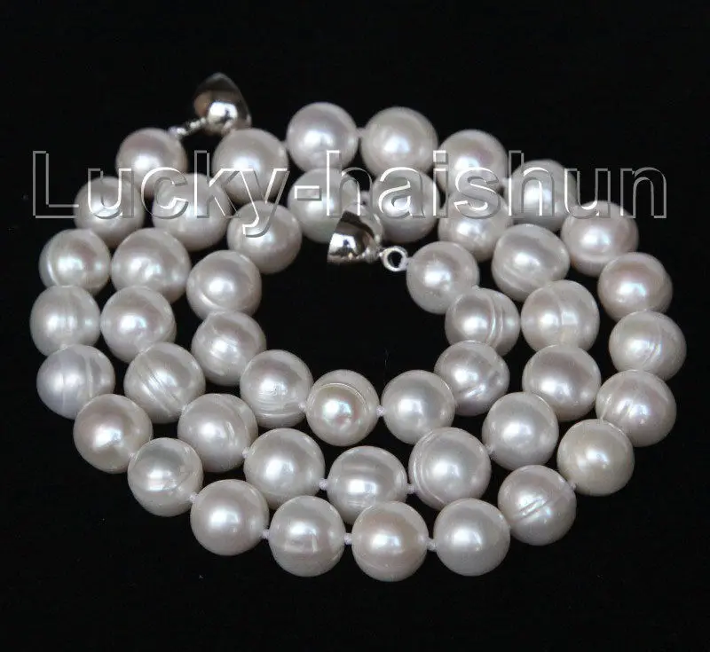 БЕСПЛАТНАЯ доставка&gt естественный блеск 17 &quot10 мм круглый белый жемчуг ожерелье
