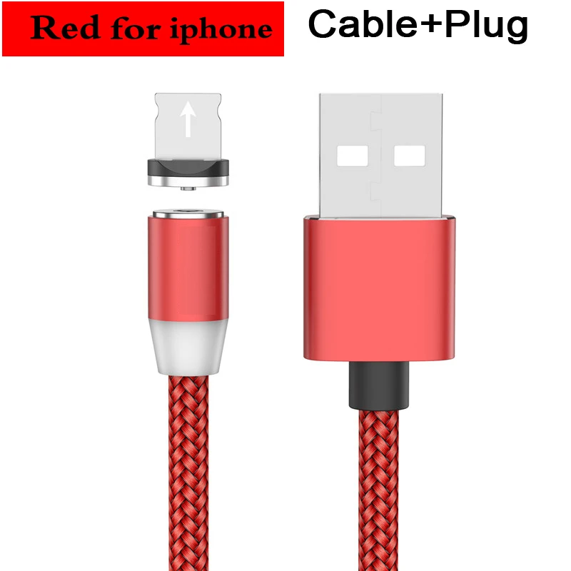 Moskado Магнитный адсорбционный кабель для IOS штекер USB кабель Быстрая Зарядка Тип C USB магнитное зарядное устройство Micro USB кабель для передачи данных для iphone - Цвет: For Iphone Red