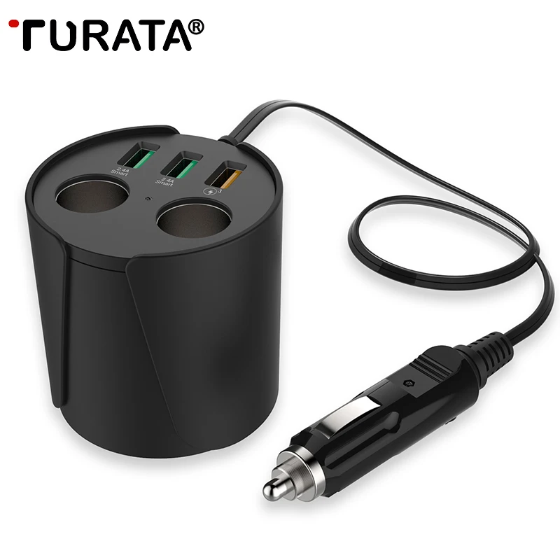 TURATA Quick Charge QC3.0 автомобиля Зарядное устройство 3 USB Порты 2 гнездо прикуривателя 12