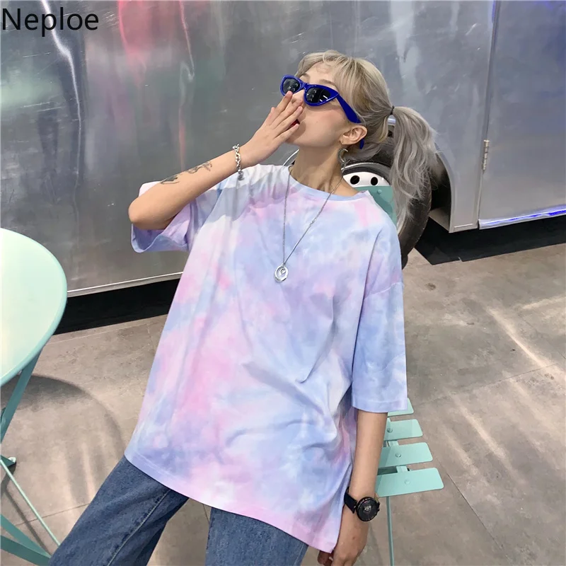 Neploe Harajuku винтажная женская футболка контрастный цвет панк свободная футболка Bf студенческий топ с коротким рукавом Лето корейский 38822