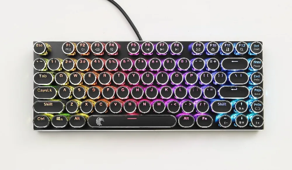 Новая Механическая клавиатура в стиле стимпанк, компактный дизайн, RGB светодиодный, с подсветкой, Игровая клавиатура, 81 клавиша, черная клавиатура, Z-88