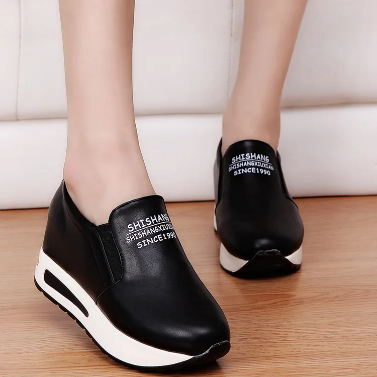 Женская обувь на платформе Fujin белая и черная дизайнерская толстой мягкой