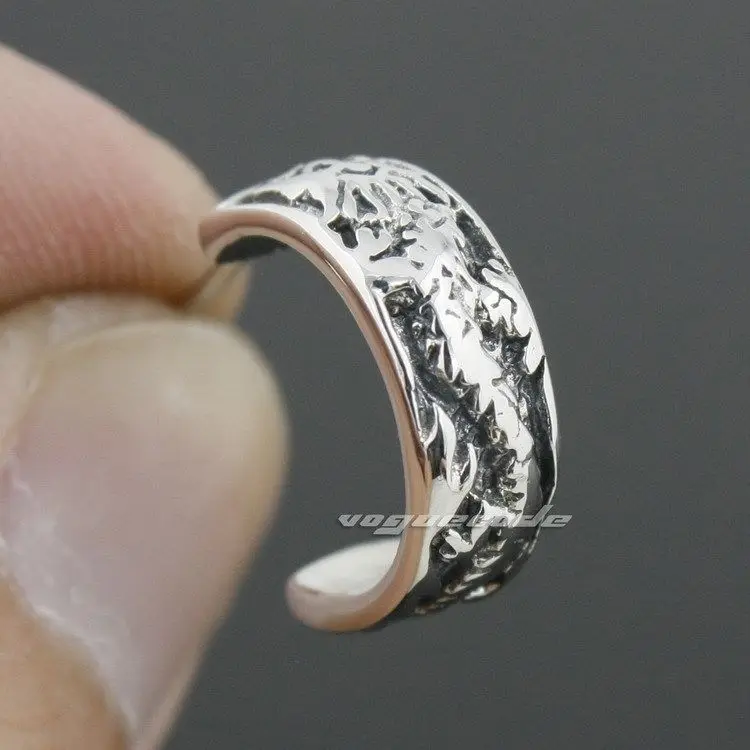 925 пробы Серебряный китайский дракон мужские байкерские серьги-качалки 8R005 |