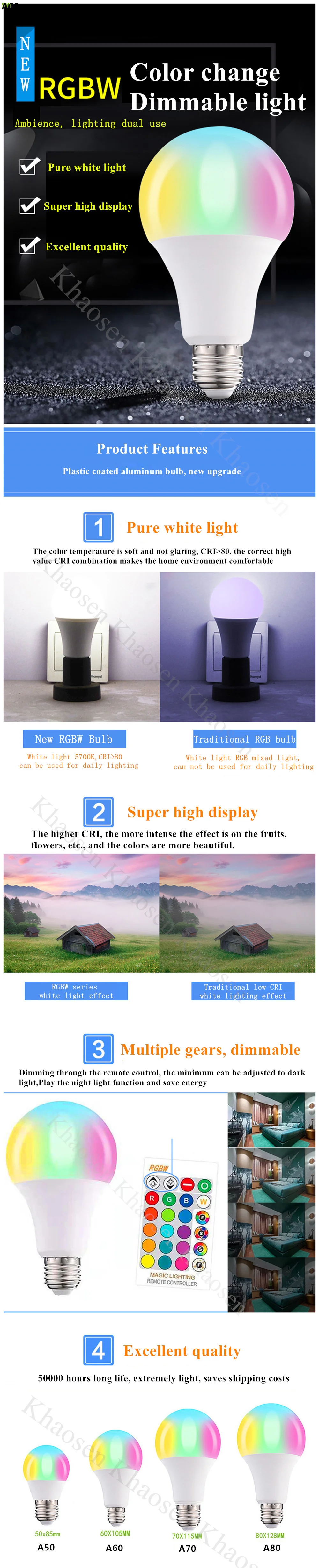 85-265V E27 RGB светодиодный лампы 4/7/10/15 Вт 16 Цвета Magic светодиодный Ночной светильник Настенный светильник с регулируемой яркостью, сценический светильник/24key Дистанционное Управление праздник