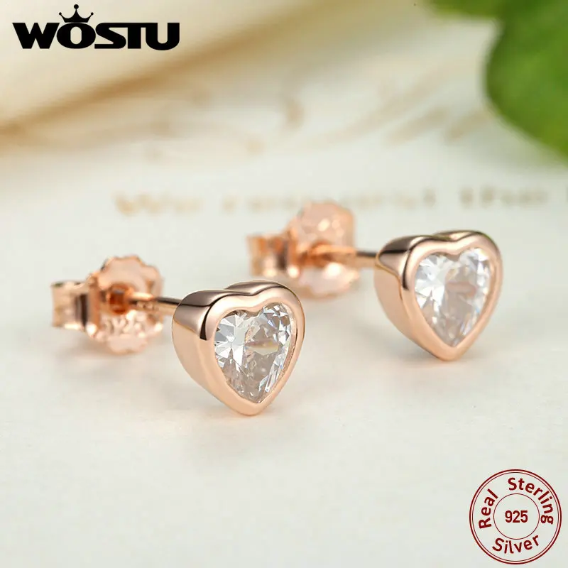 Женские серьги-гвоздики из серебра 100% пробы с сердцем | Украшения и аксессуары