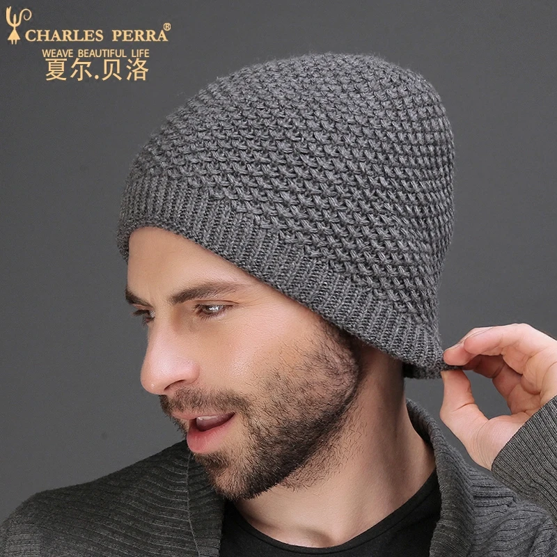 Charles Perra, новинка, мужские вязаные шапки, зимние, двухслойные, утолщенные, шерстяные шапки, модные, повседневные, мужские, Skullies Beanies 3313