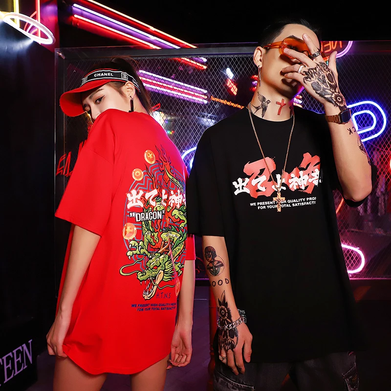 ENWAYEL Японский Жемчуг дракона печатные футболки 2019 летние Harajuku мужские топы хип