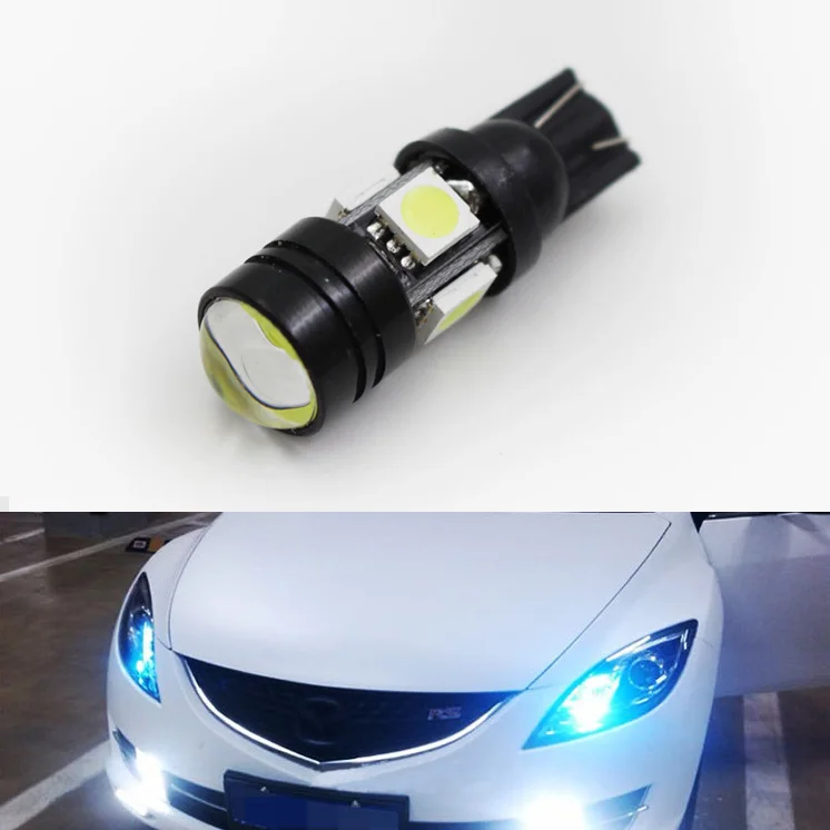 2 X T10 LED W5W 5050 Автомобильная светодиодная лампа 12V лампочки с объективом проектора