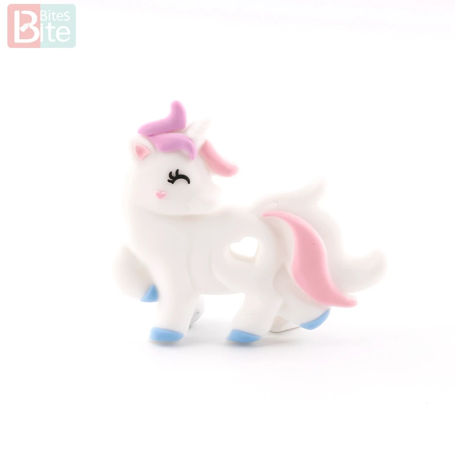 Unicorn-pink Кусачки 1 шт. Силиконовые Прорезыватели для зубов Единорог Пищевой Силиконовый грызунок для малышей кусачки крошечный стержень Товары для малышей BPA бесплатно мультфильм детский Прорезыватель - Цвет: Unicorn-pink