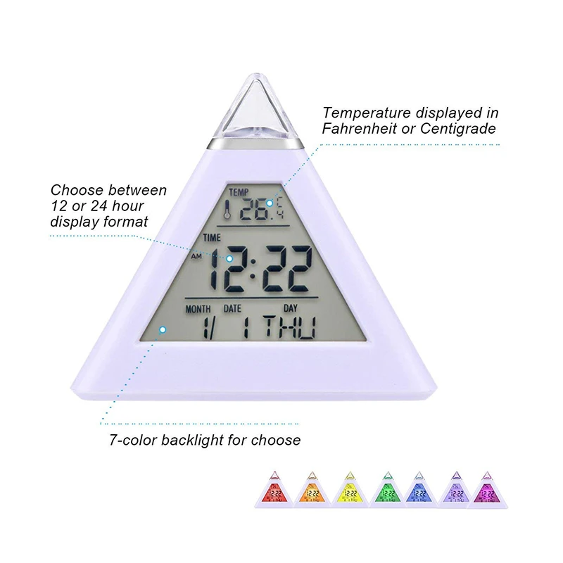 7 Colors Changing Digital Alarm Clock Snooze LED Light Electronic Table Watch Nixie Bedside KidsChristmas Gifts | Дом и сад