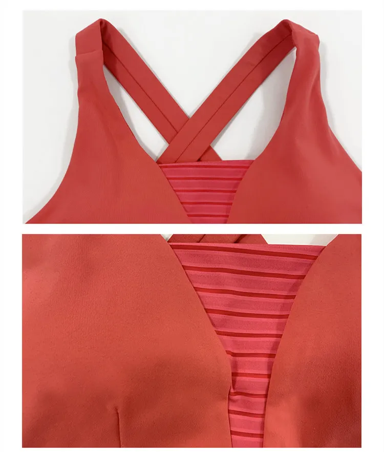 High-intensity Exercise Support Sports Bra Push up Chest Elastic Fabric Patchwork Fitness High impact Gym Yoga bra padded Top