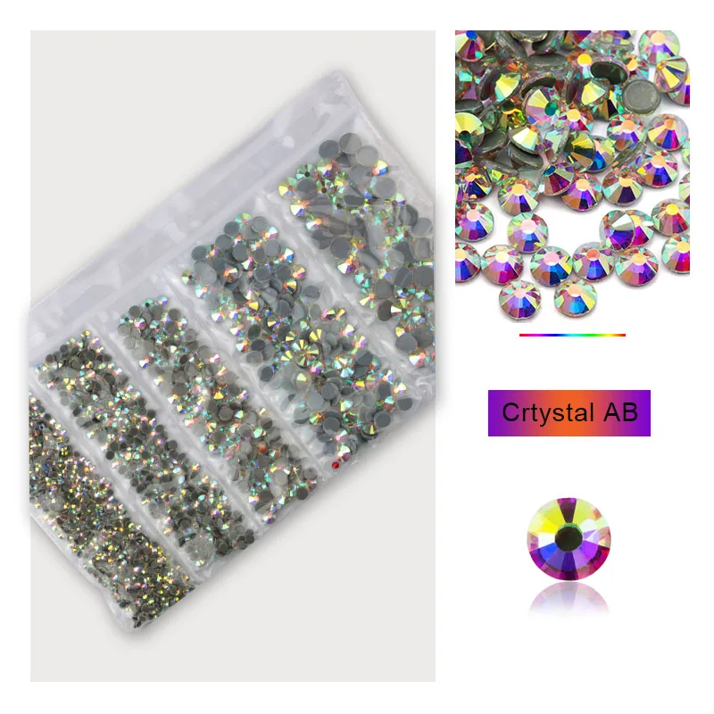crystal AB AAA SS6-SS30 смешанный размер 1200 шт./лот исправление хрусталя и искусственного алмаза стекло высокого качества кристаллы и камни для одежды DIY Стразы - Цвет: crystal AB
