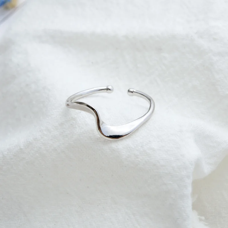 S925 серебристое кольцо Mobius открытие простая волна|ring open|925 sterling silverring wave |