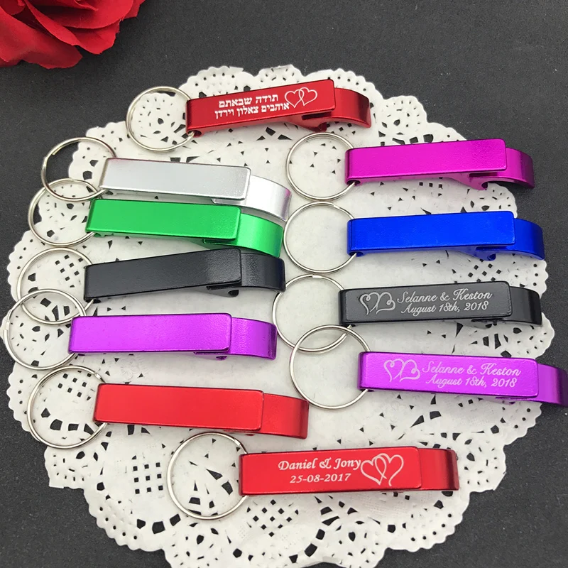 100 шт./лот индивидуальный подарок на свадьбу цветная открывалка для бутылок с