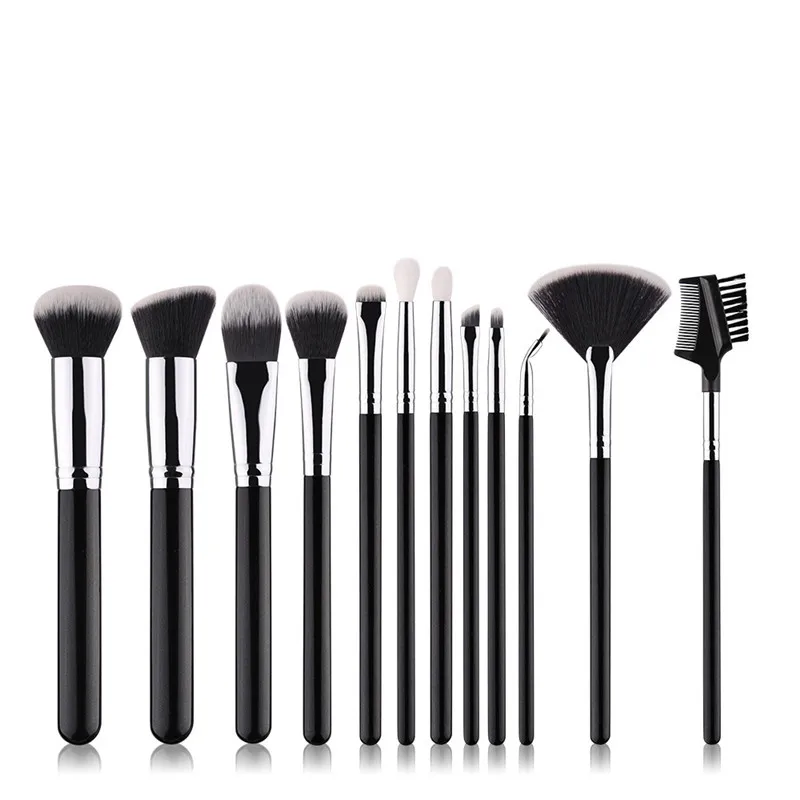 Бренд ZOREYA 12 шт . черная Высококачественная Кисть для макияжа набор основа пудра