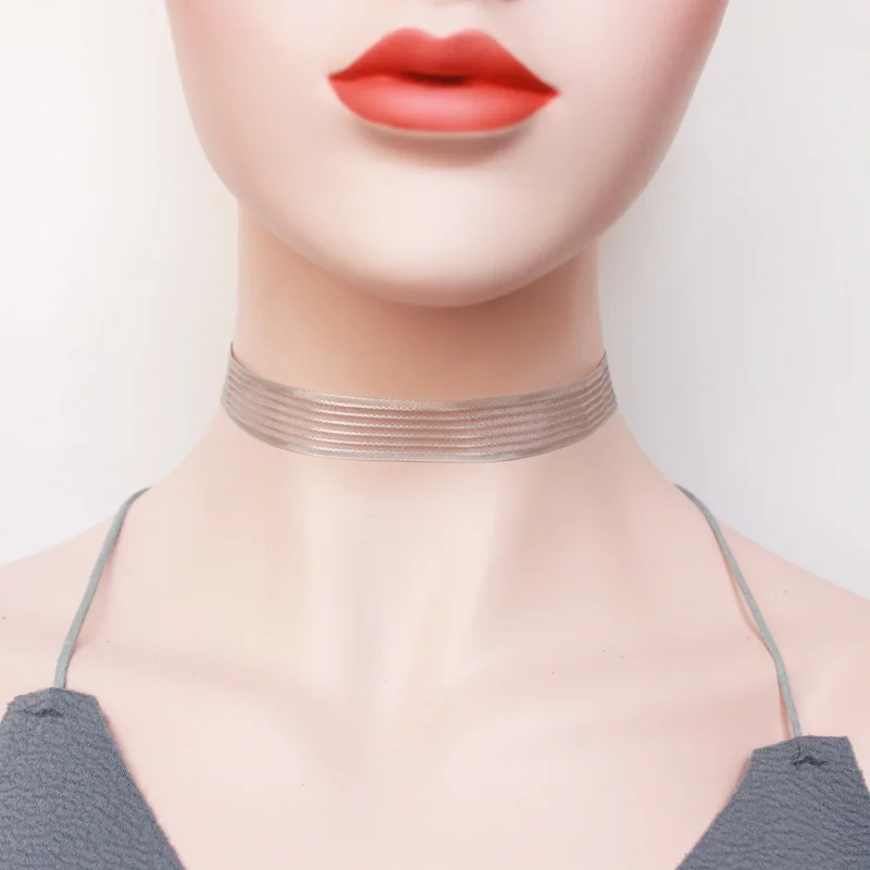 Простой кружевной чокер в виде рыбьей чешуи с широкой лентой для женщин SGL1019|collar