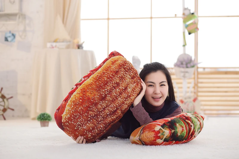 1pc Simulation Creative Food Cookies Pizza hamburger Pillow Lifelike Plush Toy Soft Stuffed Cushion Child Kid Funny Gift