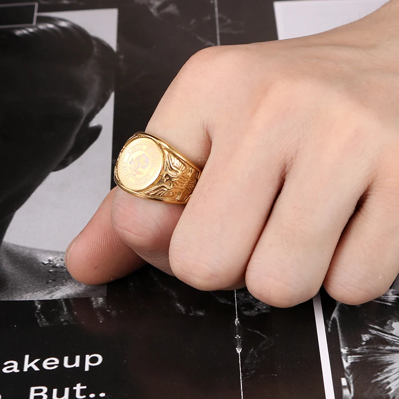 YaHui США военное кольцо морской корпус армии мужские кольца с перьями модные