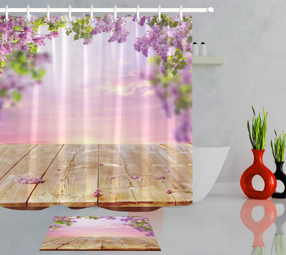 LB 72 'ƉD фиолетовая сказочная занавеска для душа s Цветочная фотозанавеска