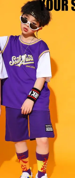 Boys set Дети хип одежда для хип-хопа футболка штаны для мальчиков и девочек спортивная Джаз танцевальная одежда костюмы износа болельщик Бальные Одежда для танцев - Цвет: Boys set