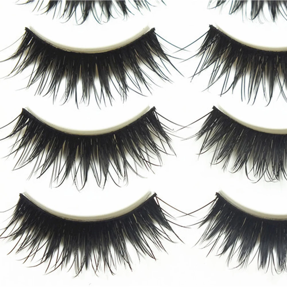 Накладные ресницы ручной работы 5 пар черные натуральные редкие для наращивания