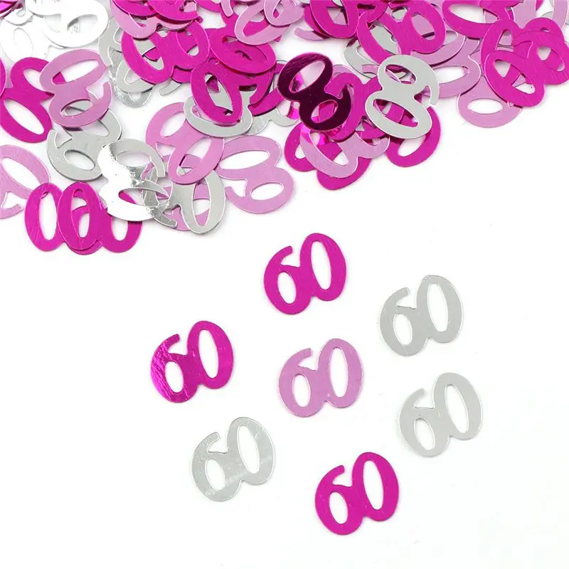 60 pink 15 г леди MenNumber цифровой 16 18 30 60 YearsOld посыпать металлик конфетти стол разброс взрослых Happy День рождения украшения - Цвет: 60 pink