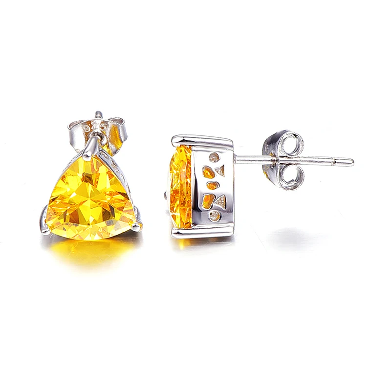6.2ct подлинные 925 пробы серебряные Свадебные обручальные ювелирные изделия треугольные цитриновые Серьги brincos модные ювелирные изделия для женщин