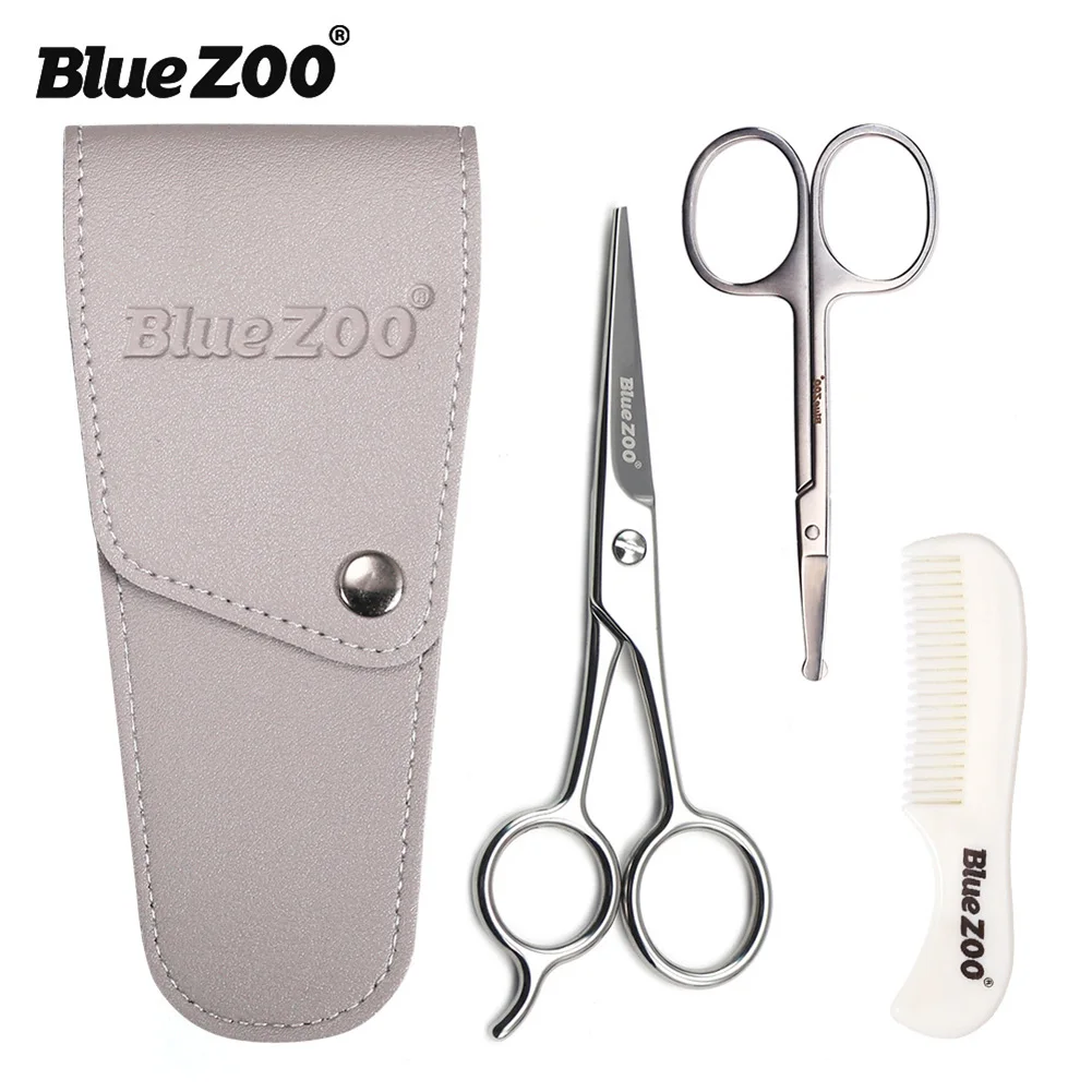 

Dropshipping Beard Mustache Scissors Comb 3 Pcs Kit Nose Hair Trimming for Men Care SMJ
