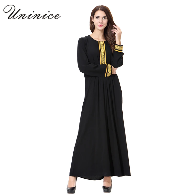 Мусульманское платье с вышивкой и длинным рукавом мусульманское
