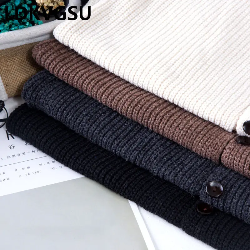 

Knit Cardigan Jacket Women Medium Long 2020 Autumn Winter New Korean O-Neck Single Breasted Pocket Loose Sweater Coat Is1124