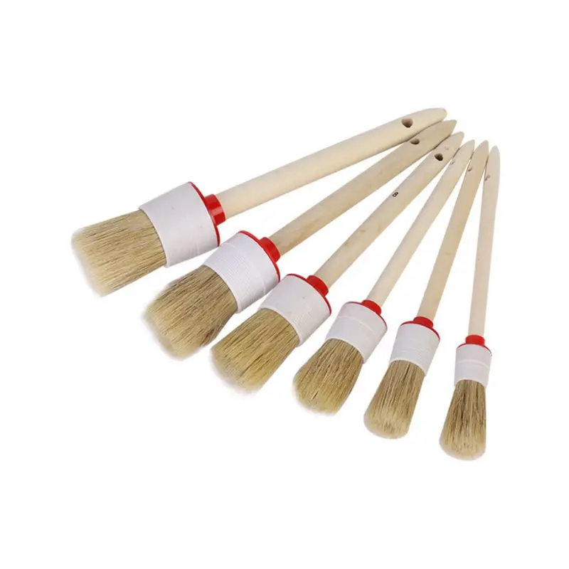 5/6 шт щетка для машины мягкой щетиной деревянной ручкой Auto Care для интерьера Dashboard диски колес кондиционирования воздуха двигателя мыть