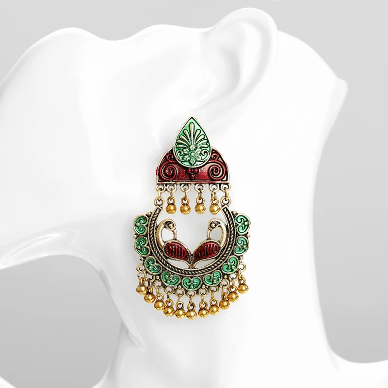 Этнические винтажные женские антикварные золотые серьги Jhumka индийские
