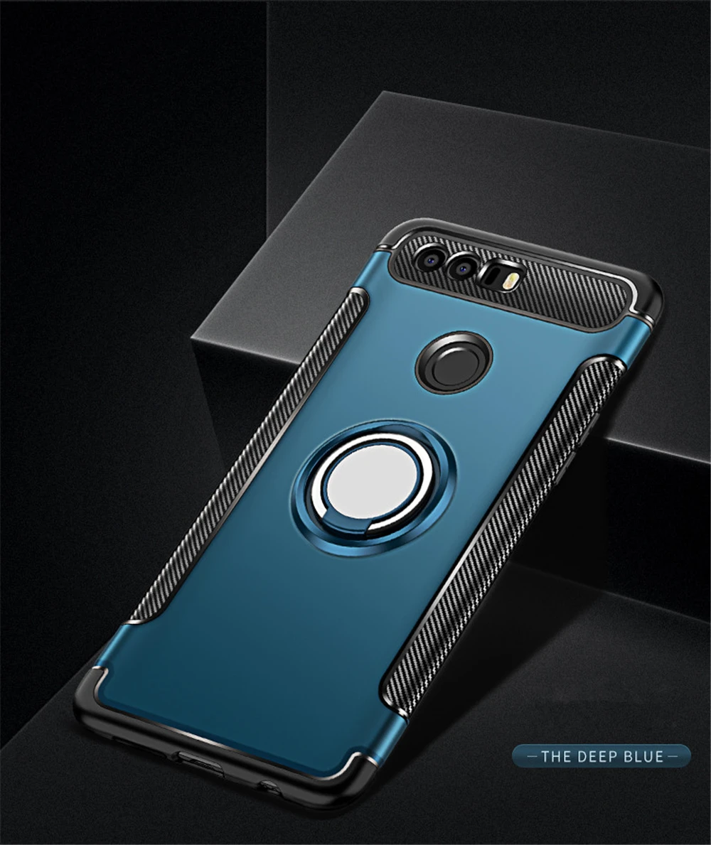 Ударопрочный чехол-кольцо для huawei Honor 8 9 Lite V9 Play V10 Note 10 Матовая Мягкая силиконовая задняя крышка 7X 8X Max Держатель корпуса