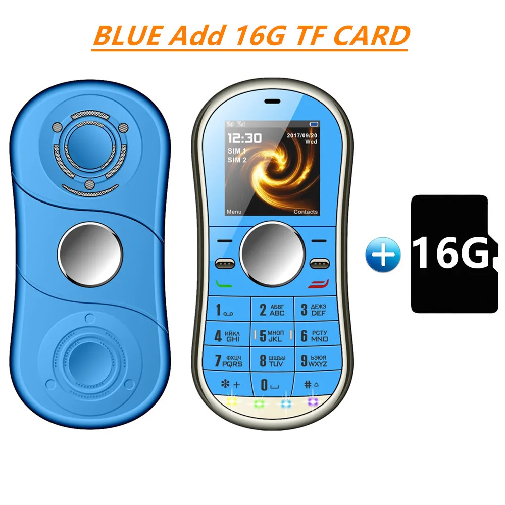 Blue N 16GB TF Card SERVO S08 Спиннер-Спиннер Мобильный телефон 1,3 дюймов двойной SIMGPRS Bluetooth FM радио Ручной Спиннер сотовый телефон с русской клавиатурой - Цвет: Blue N 16GB TF Card