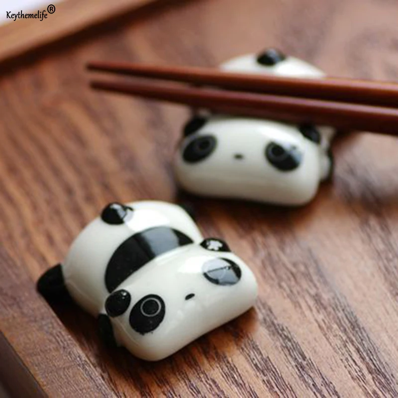 

4PCS Super Cute Panda Chopsticks Holder Stand Ceramic Chopsticks Forks Holder