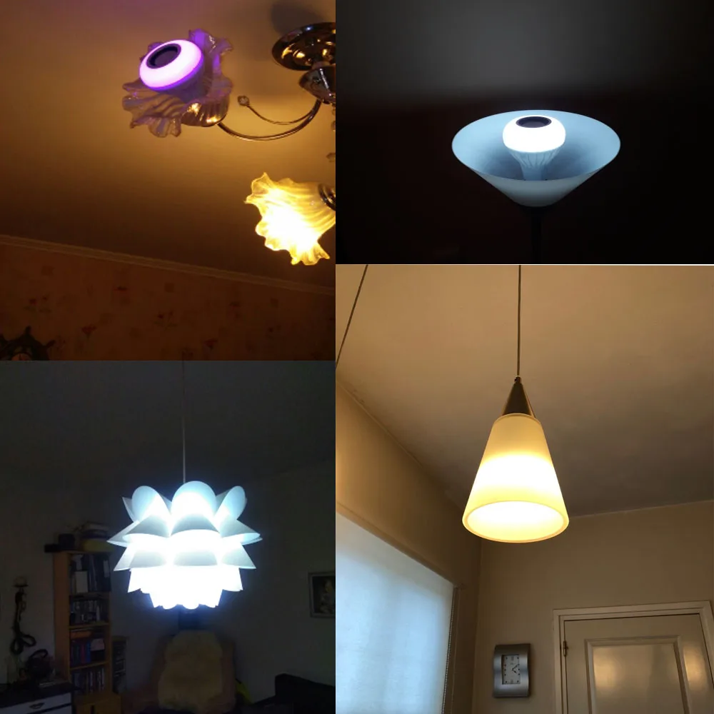 Беспроводной bluetooth динамик E27 светодиодный RGB музыкальный лампочка лампа умный RGBW