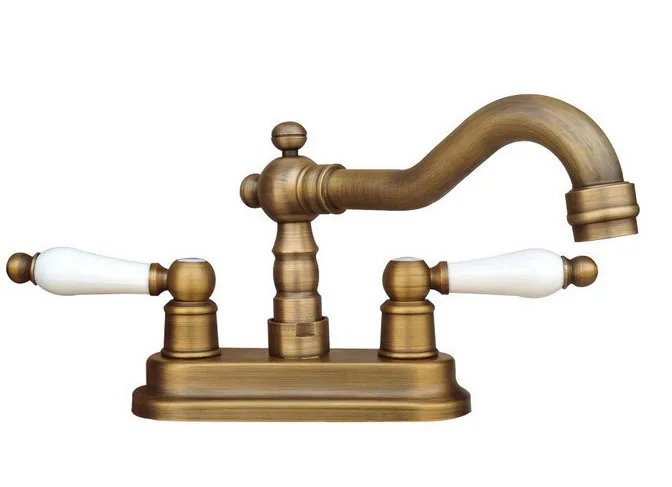 Античный латунный набор для ванной комнаты 4 дюйма два отверстия кран раковины