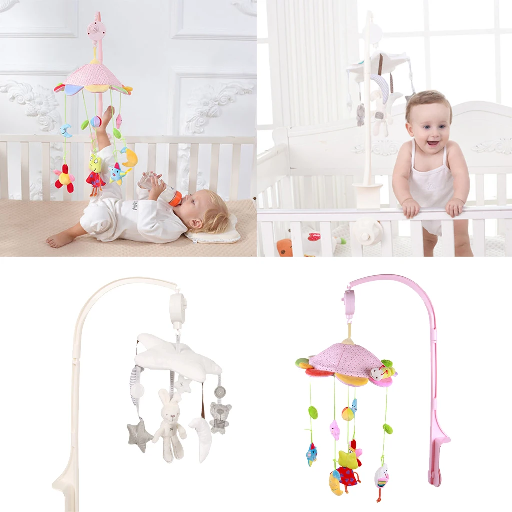 Baby Bed Bell Animal Musical Crib Mobile Hanging Rattles Kid Early Education Toys Rotating Plush Dolls Bracket Wind Music | Игрушки и